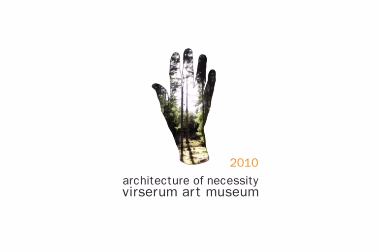 Poster de la exhibición Architecture of Necessity Wood 2010 en el Virserum Art Museum, Suecia