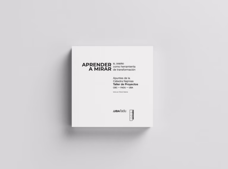 Portada del libro Aprender a mirar; el diseño como herramienta de transformación – Apuntes de la Cátedra Najmias, Taller de Proyectos. Con textos de Oliverio Najmias