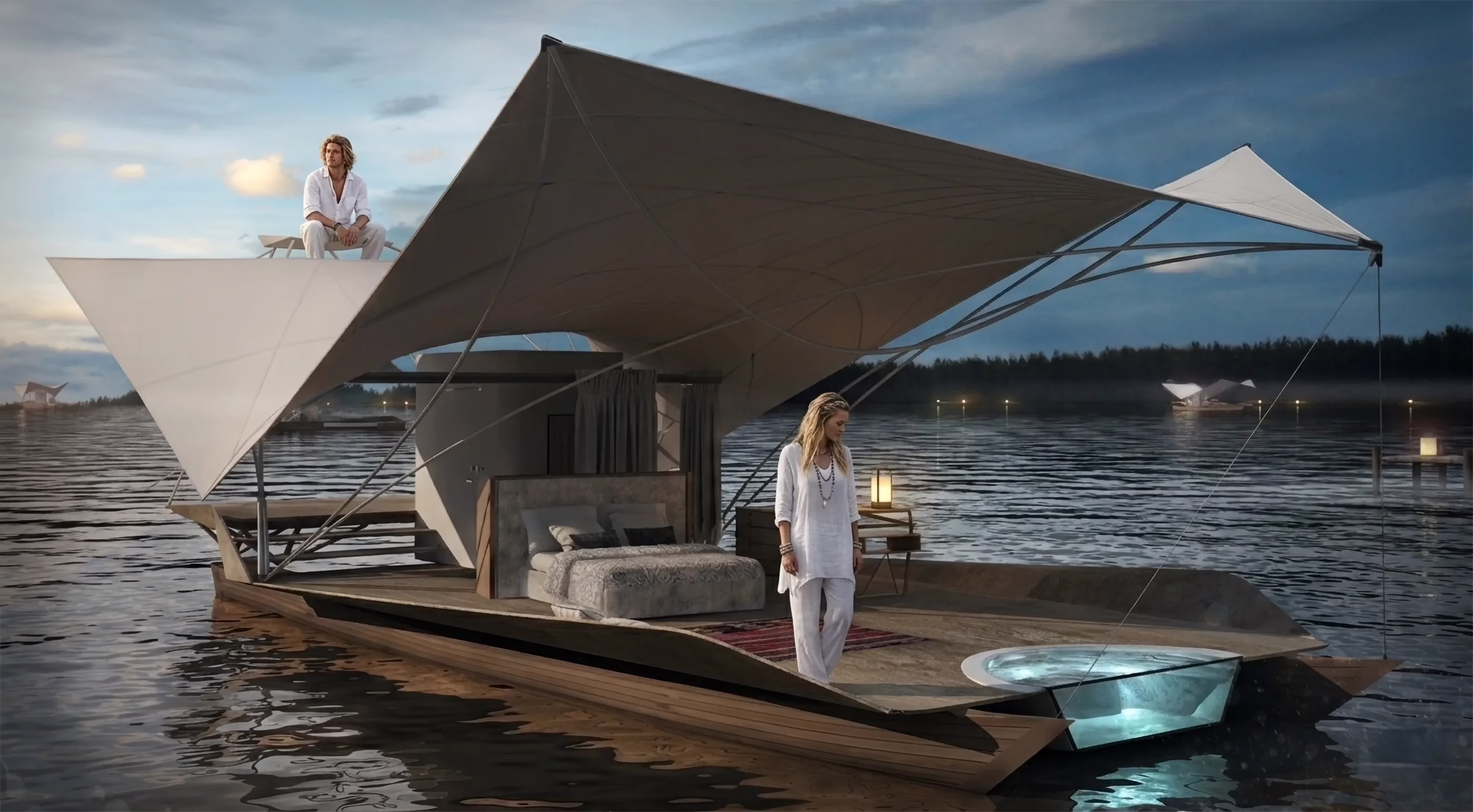 Arquitectura y diseño: render del Acqua, hotel/eco-lodge flotante sobre el agua